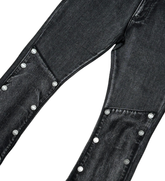 V DENIM - FLARE FIT DENIM W/ DETACHABLE BUTTONS + SIDE ZIPPERS - VINTAGE BLACK